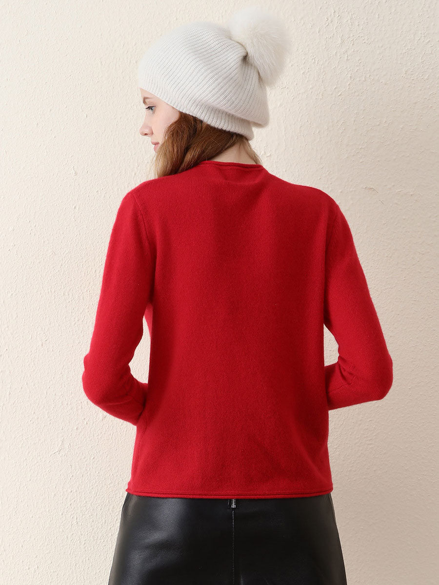 100% Cashmere Round Neck Knit Sweater