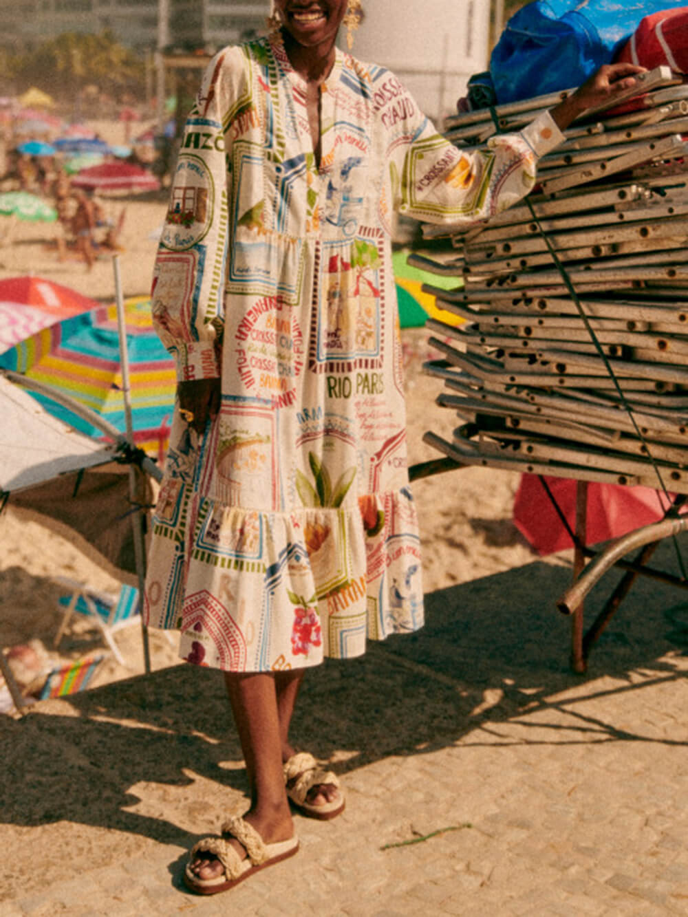 Printed Cotton and Linen Dress
