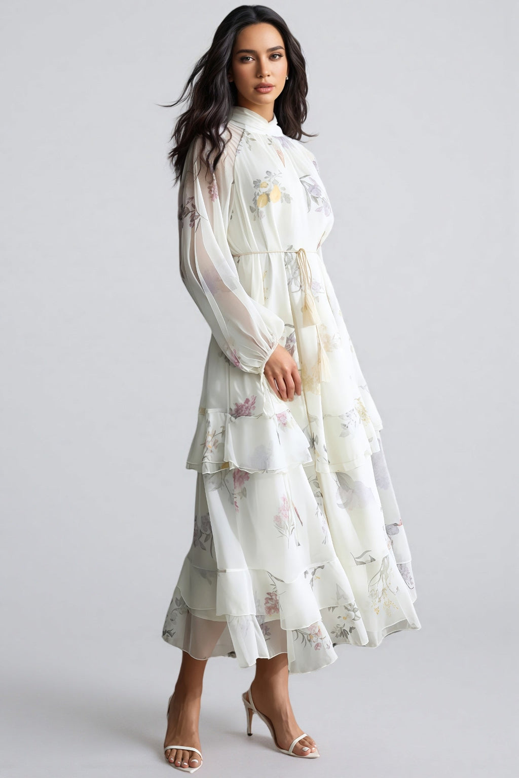 Nadim Print Puff Sleeve Maxi Dress