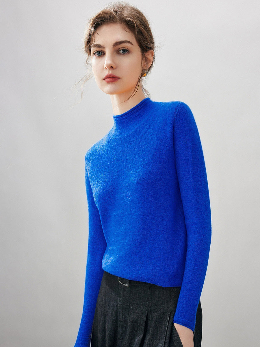 100% Cashmere Round Neck Knit Sweater