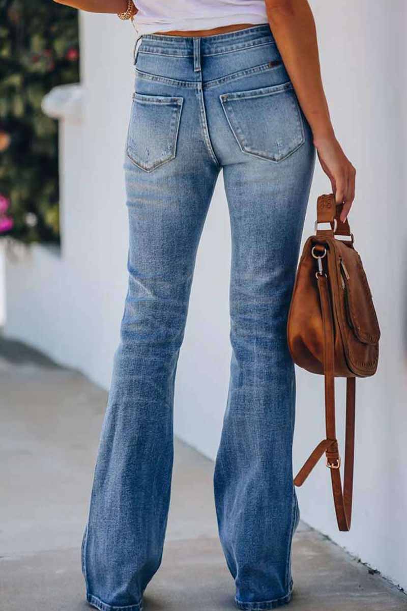 Jeans Flared Pants Mid Rise Trousers