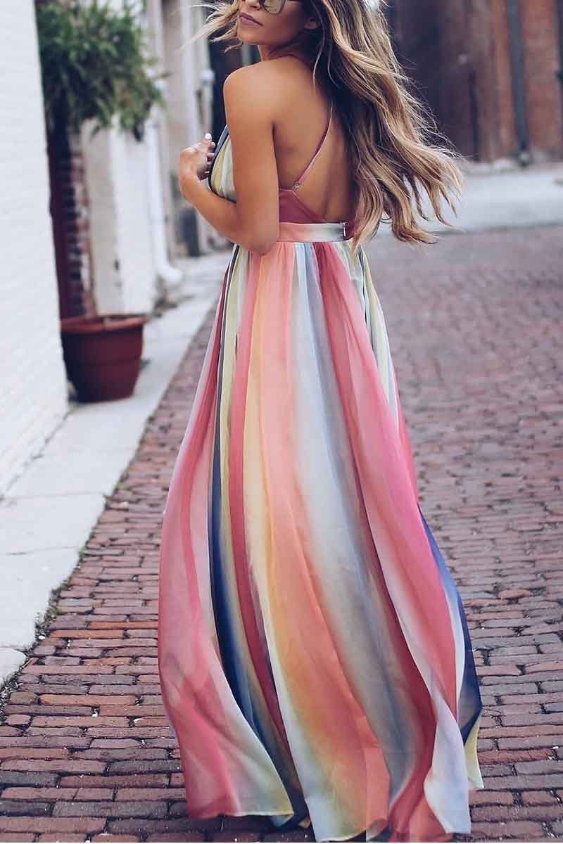 Sling Print Maxi Dress