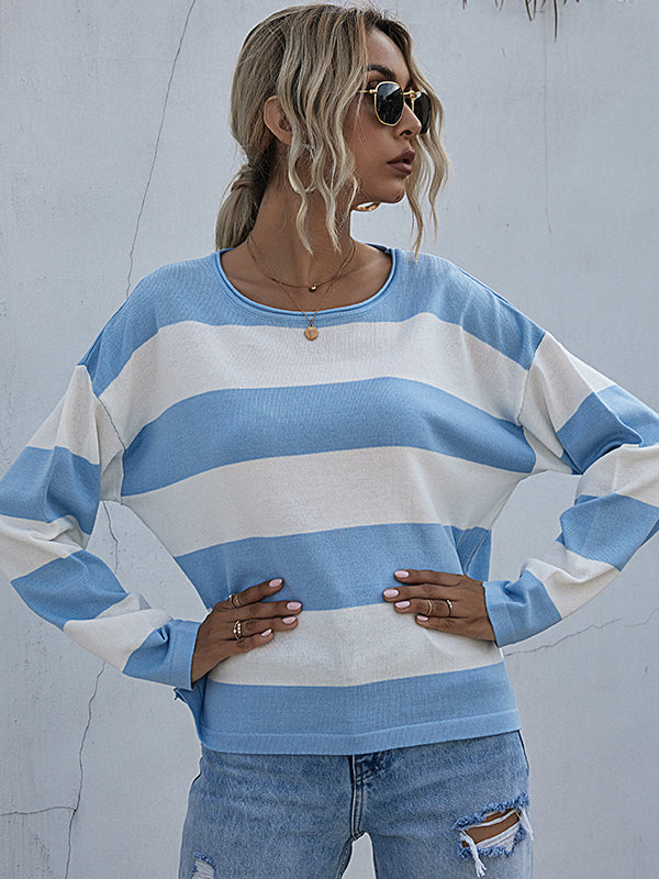 Round Neck Long Sleeve Knitted Sweater