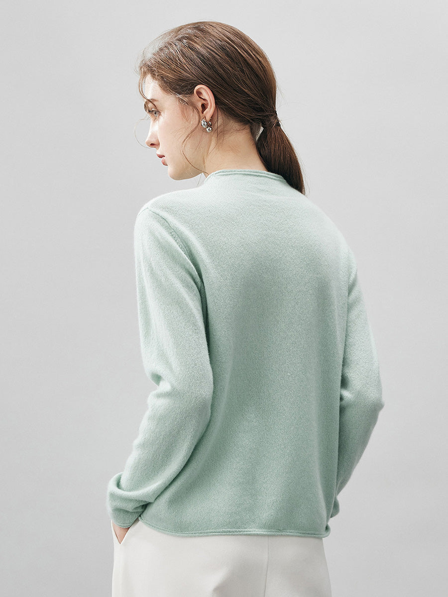 100% Cashmere Round Neck Knit Sweater