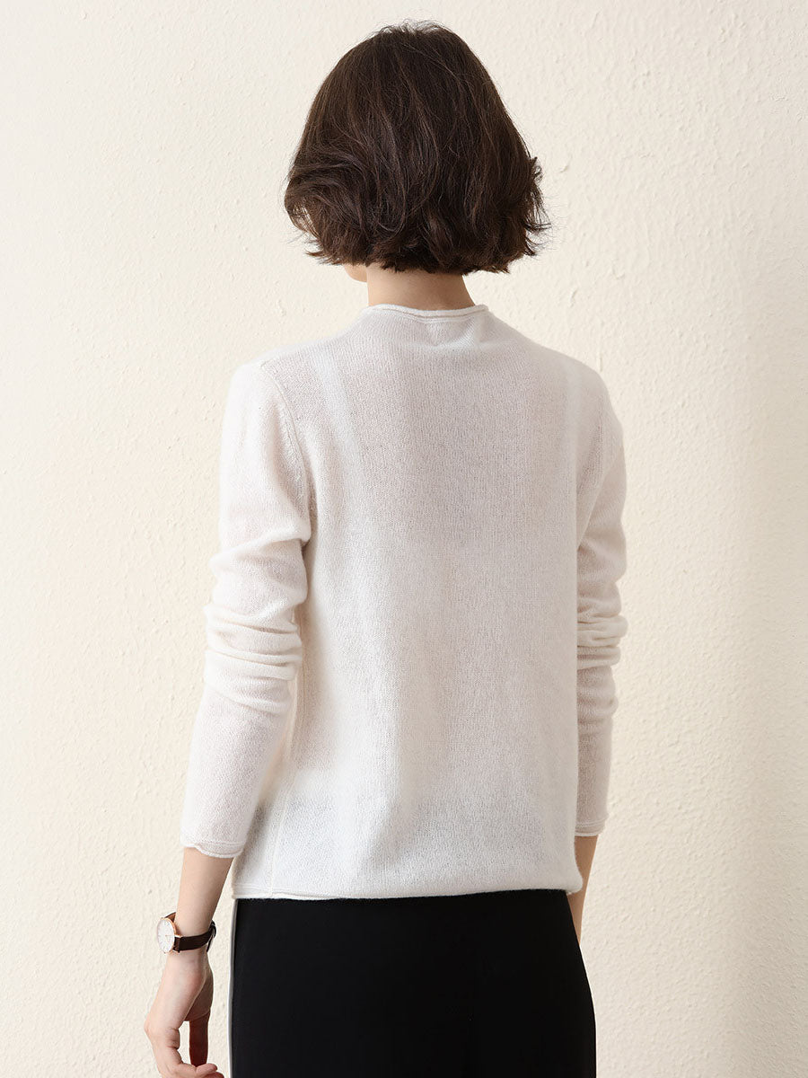 100% Cashmere Round Neck Knit Sweater