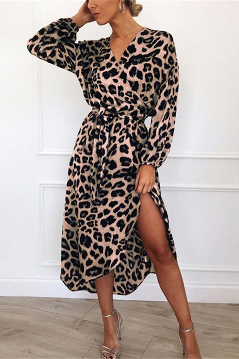 V Neck Leopard Dress(4 Colors)