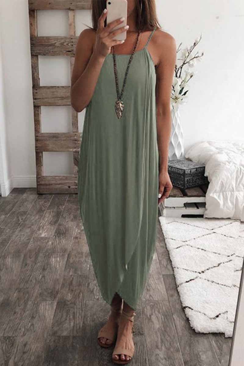Color Knitted Loose and Irregular Maxi Dress(3 Colors)