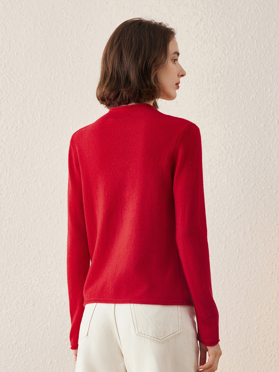 100% Cashmere Round Neck Knit Sweater