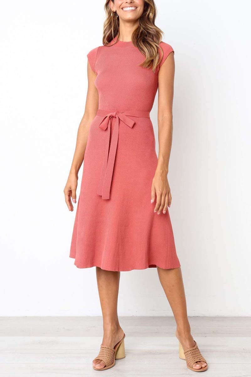 O Neck Dress With Belt(3 Colors)