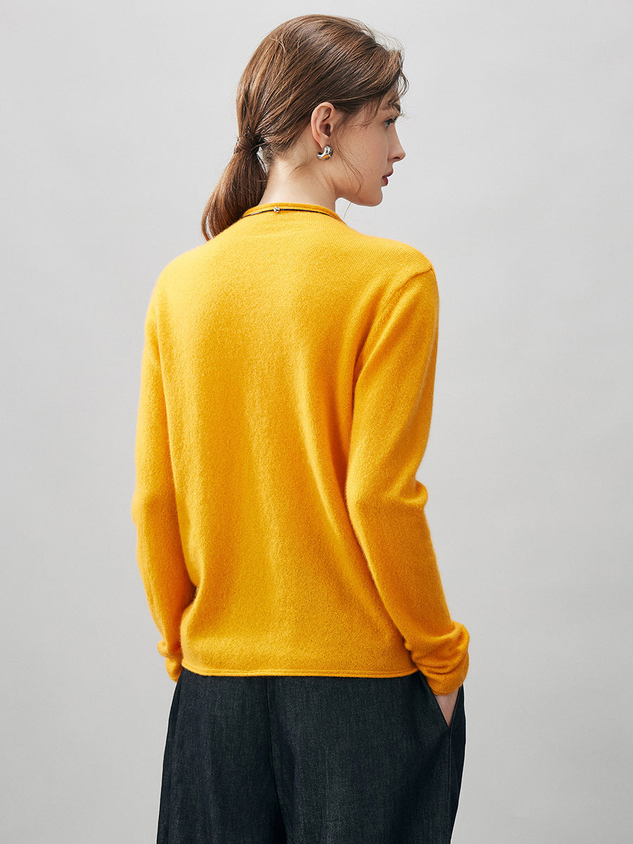 100% Cashmere Round Neck Knit Sweater