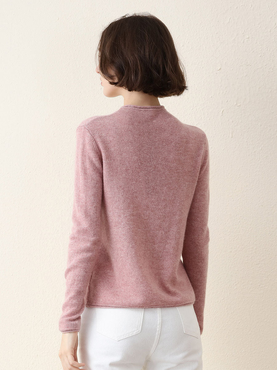 100% Cashmere Round Neck Knit Sweater