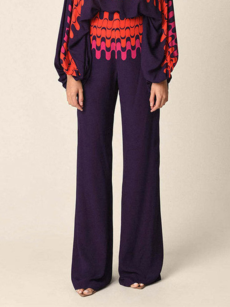 Abstract Waves Two-piece Set - Purple