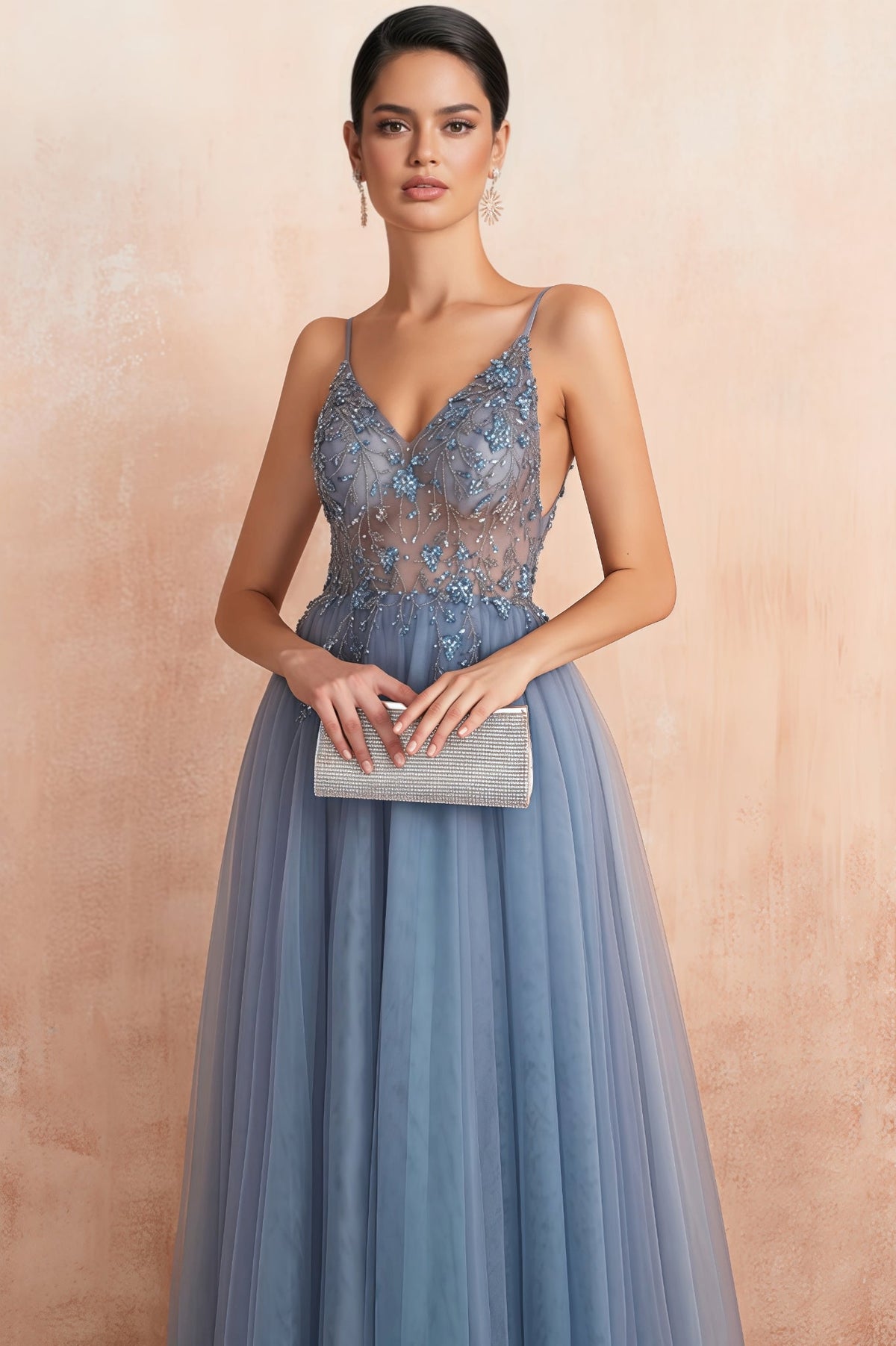 Luz Mesh and Diamond Maxi Dress