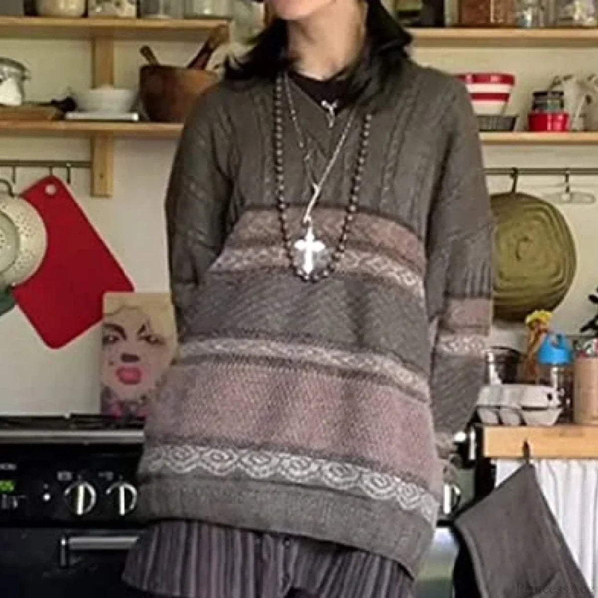 2000s Striped Y2k Preppy Style Sweater