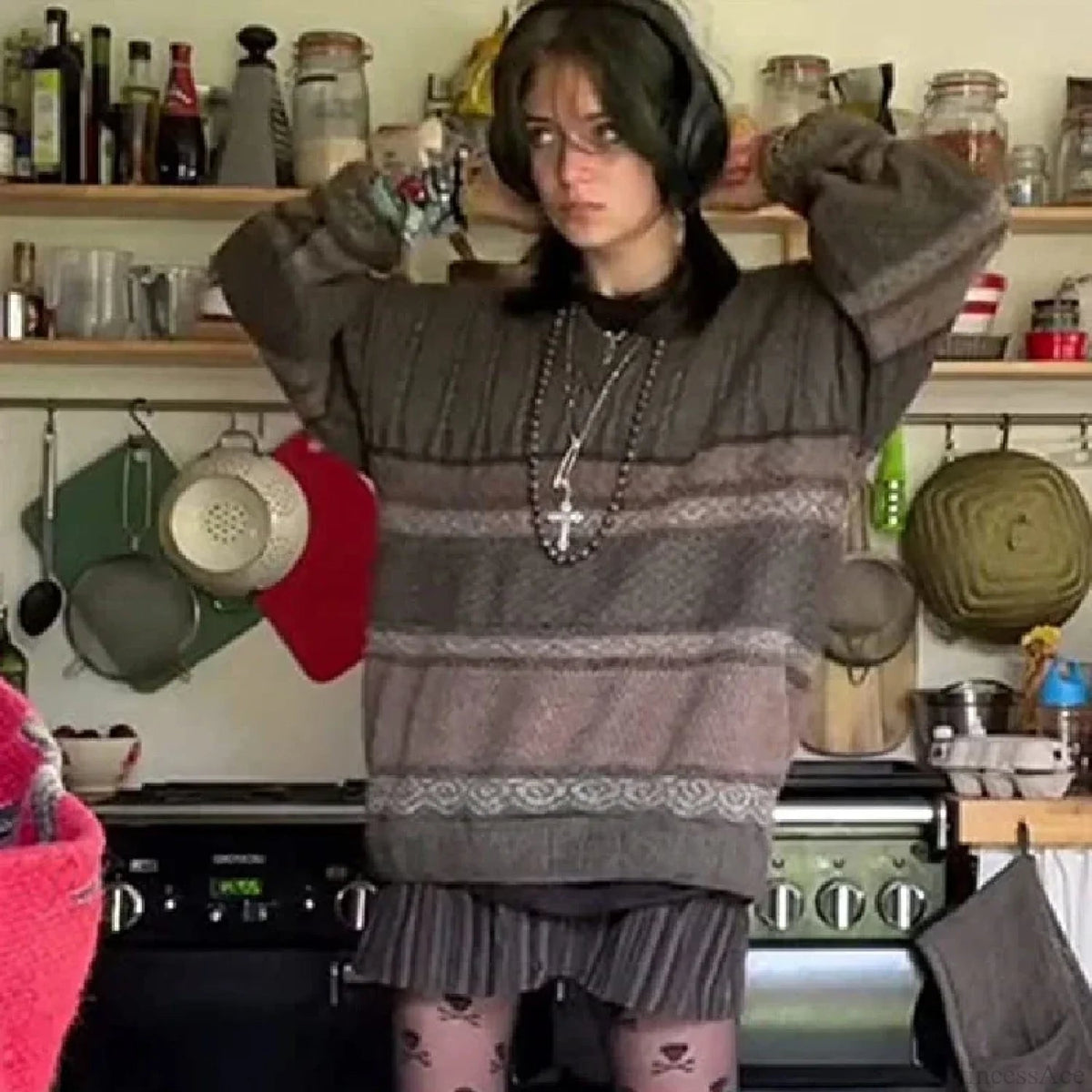 2000s Striped Y2k Preppy Style Sweater