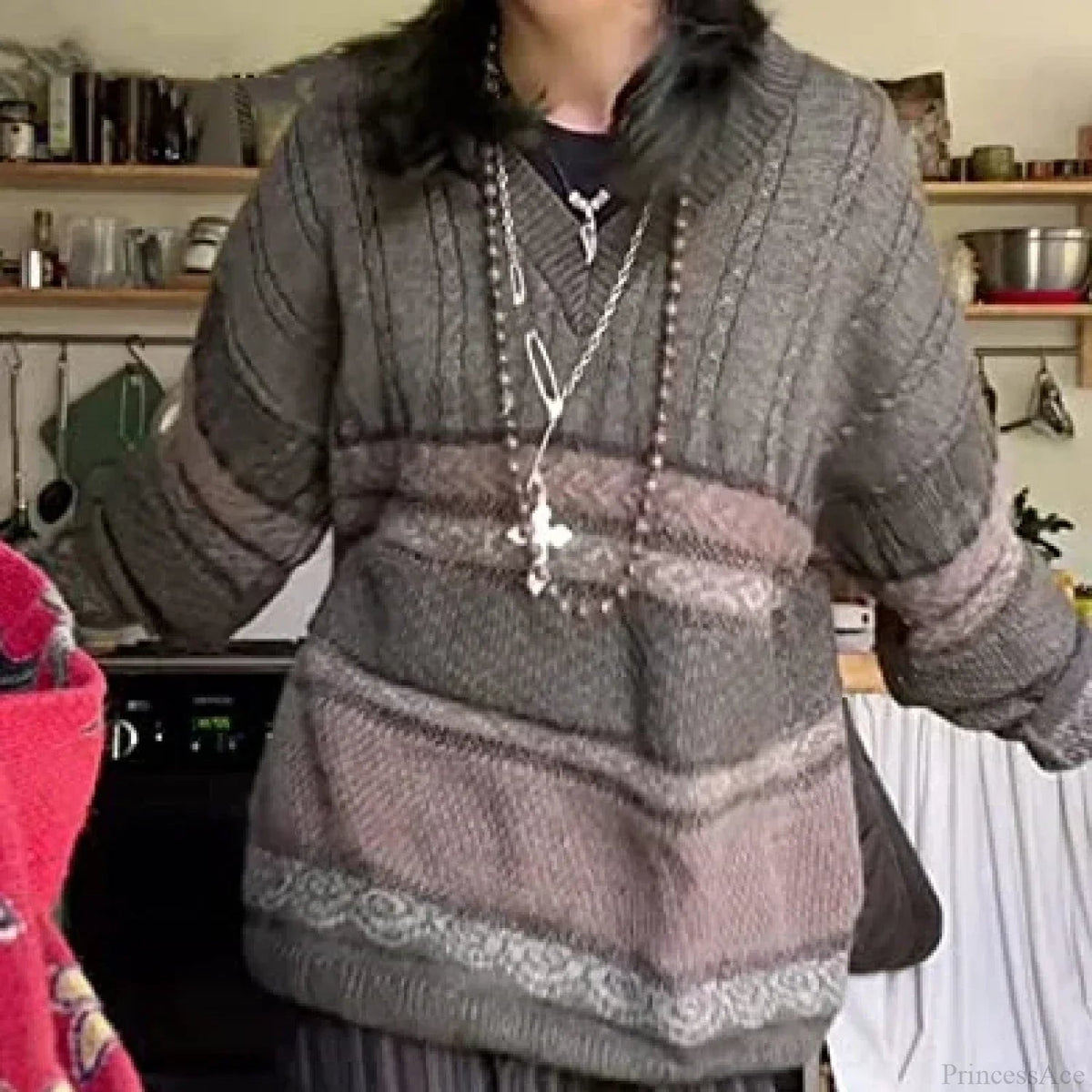 2000s Striped Y2k Preppy Style Sweater