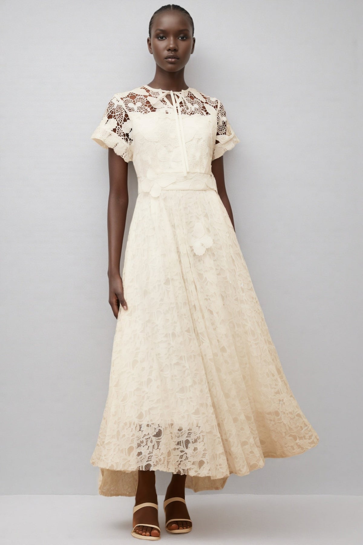 Lianas White Butterfly Applique Lace Maxi Dress
