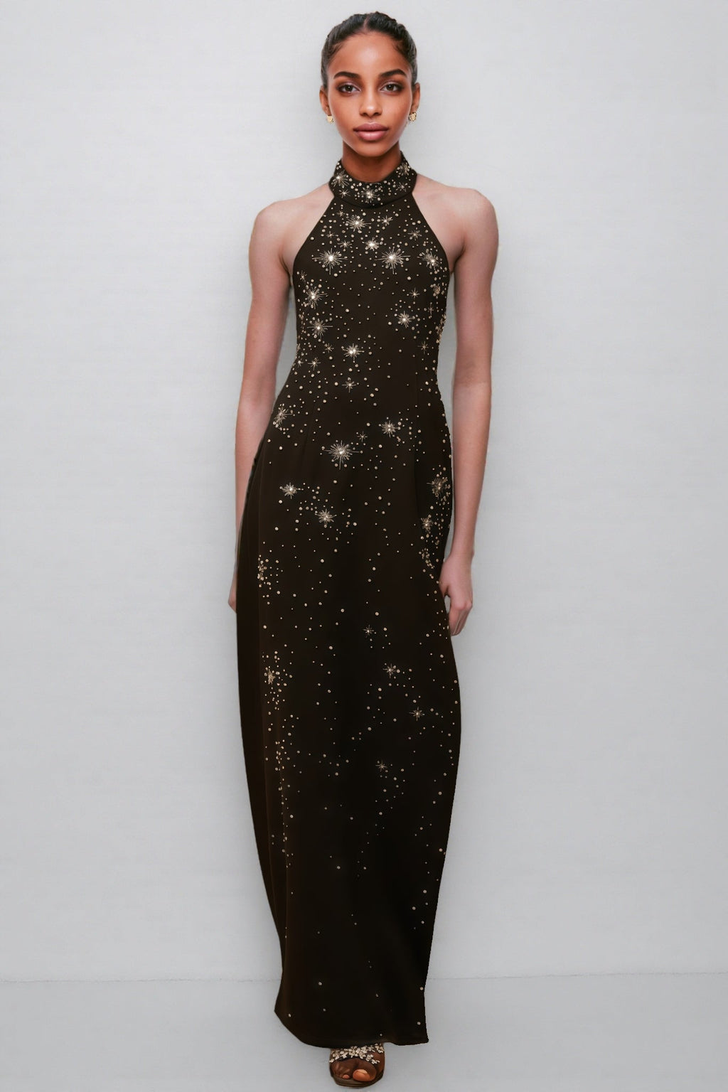 Miley Black Embellished Skinny Cut Maxi Dress