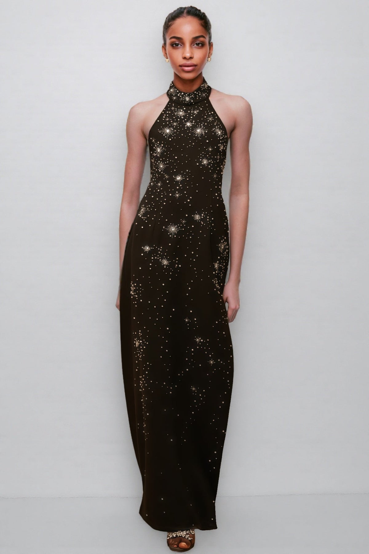 Miley Black Embellished Skinny Cut Maxi Dress