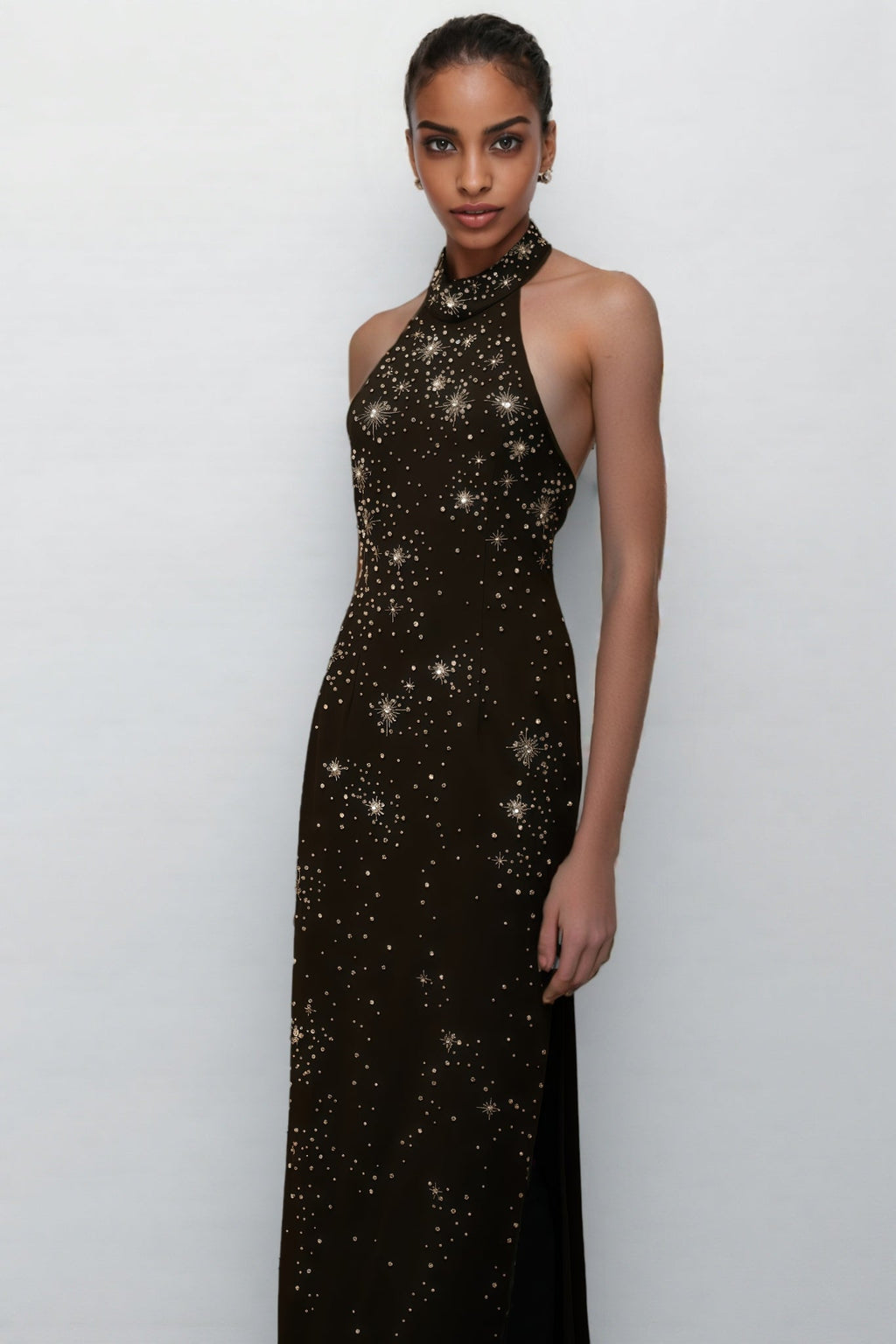 Miley Black Embellished Skinny Cut Maxi Dress