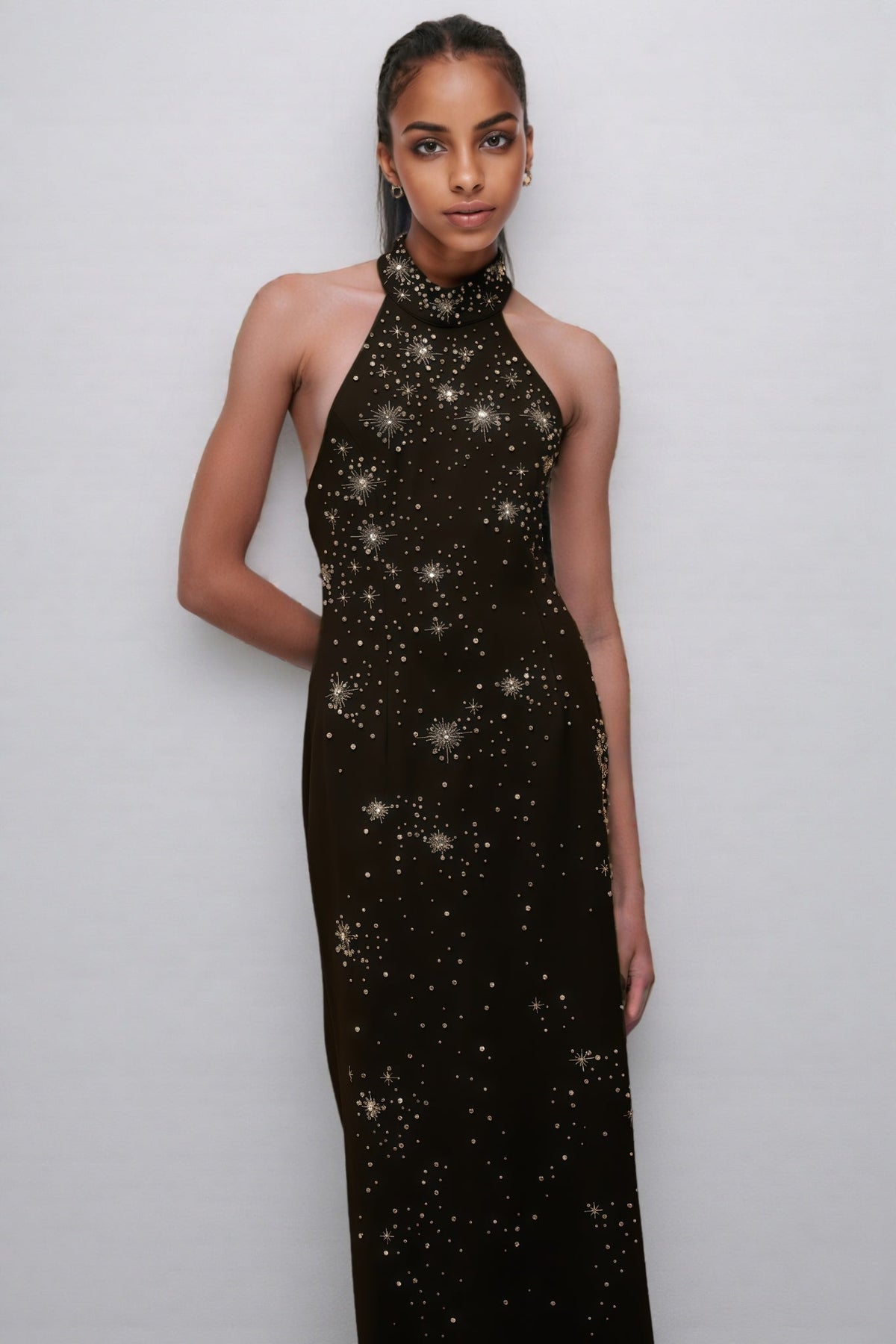 Miley Black Embellished Skinny Cut Maxi Dress