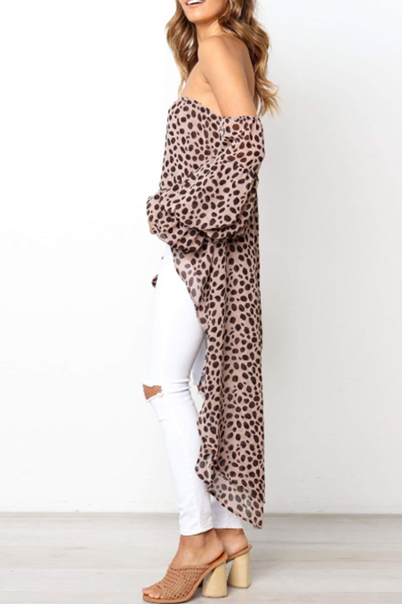 Off the Shoulder Leopard Printed Dress