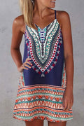 Spaghetti Straps Geometric Mini Dress