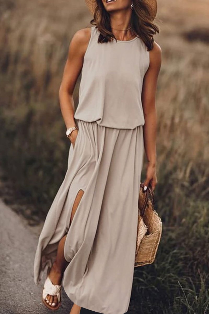 Sleeveless Side Slit Maxi Dress