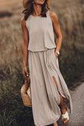 Sleeveless Side Slit Maxi Dress