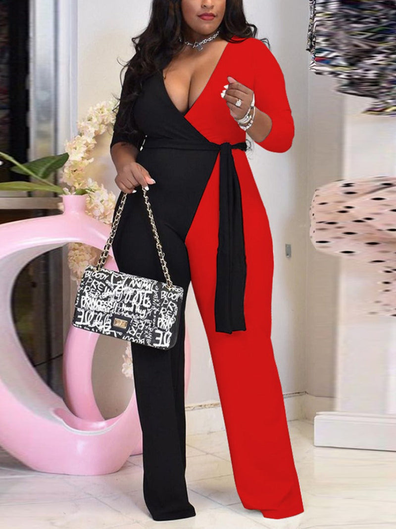 Bandage Design Patchwork Jumpsuit Bo2160