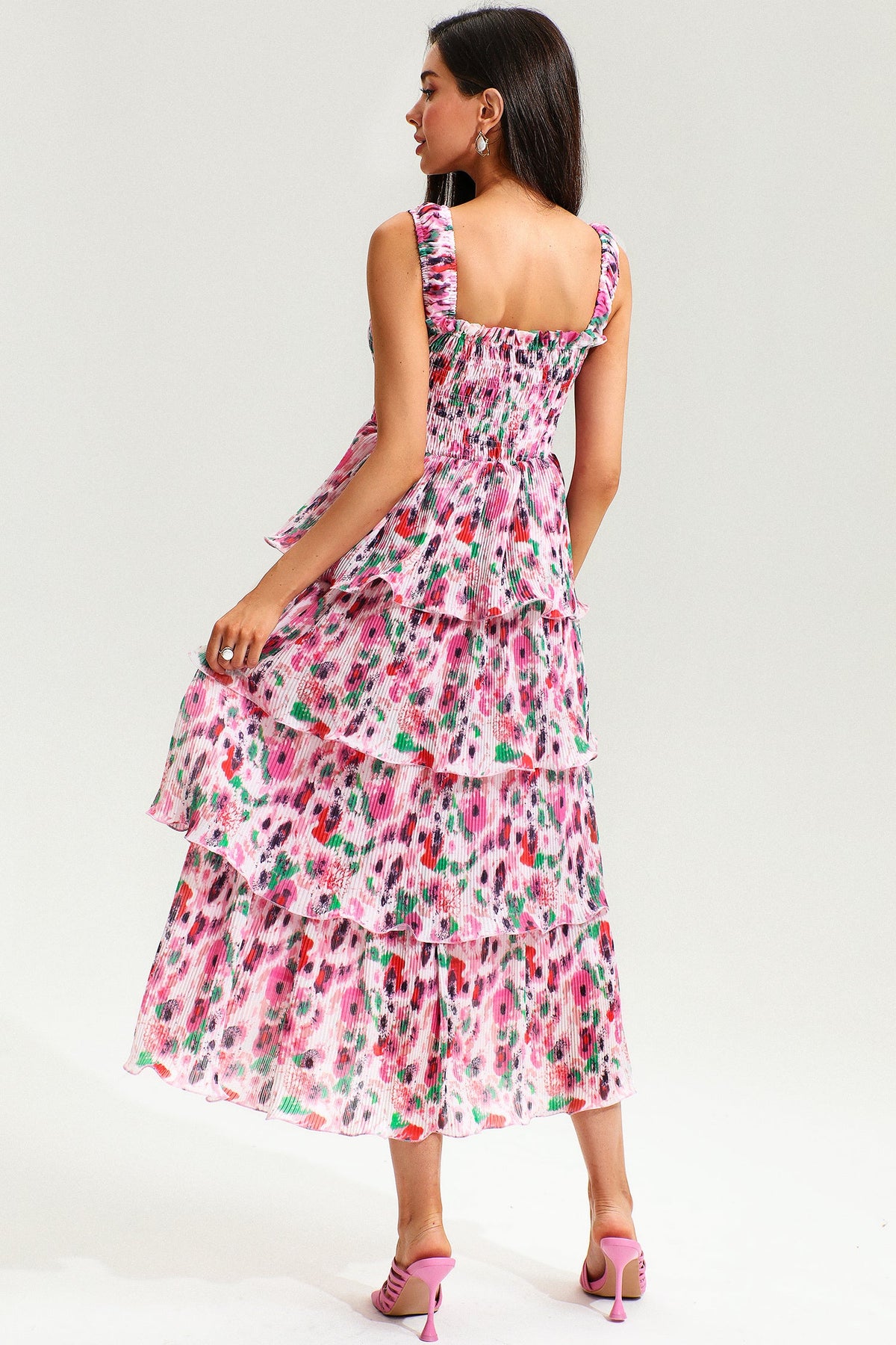 Cami Backless Tiered Ruffle Hem Maxi Dress