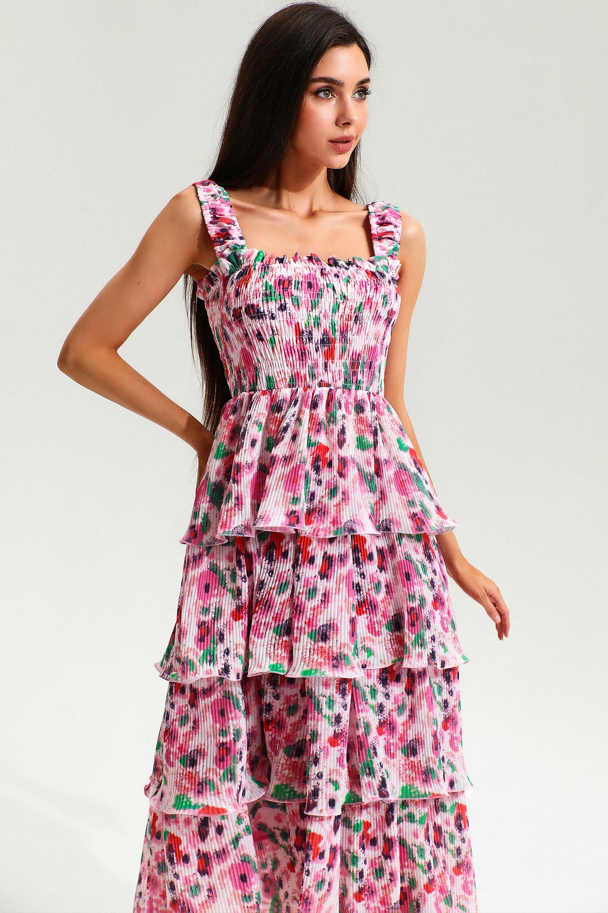 Cami Backless Tiered Ruffle Hem Maxi Dress