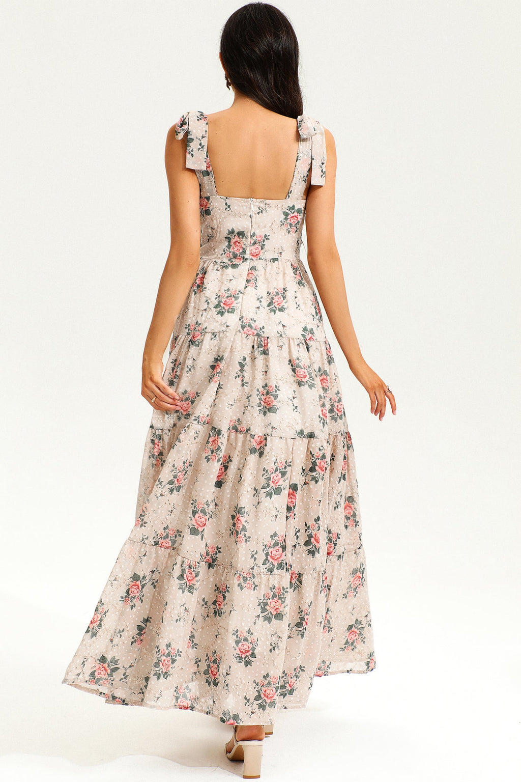 Corset Backless Lace Up Maxi Dress Beige