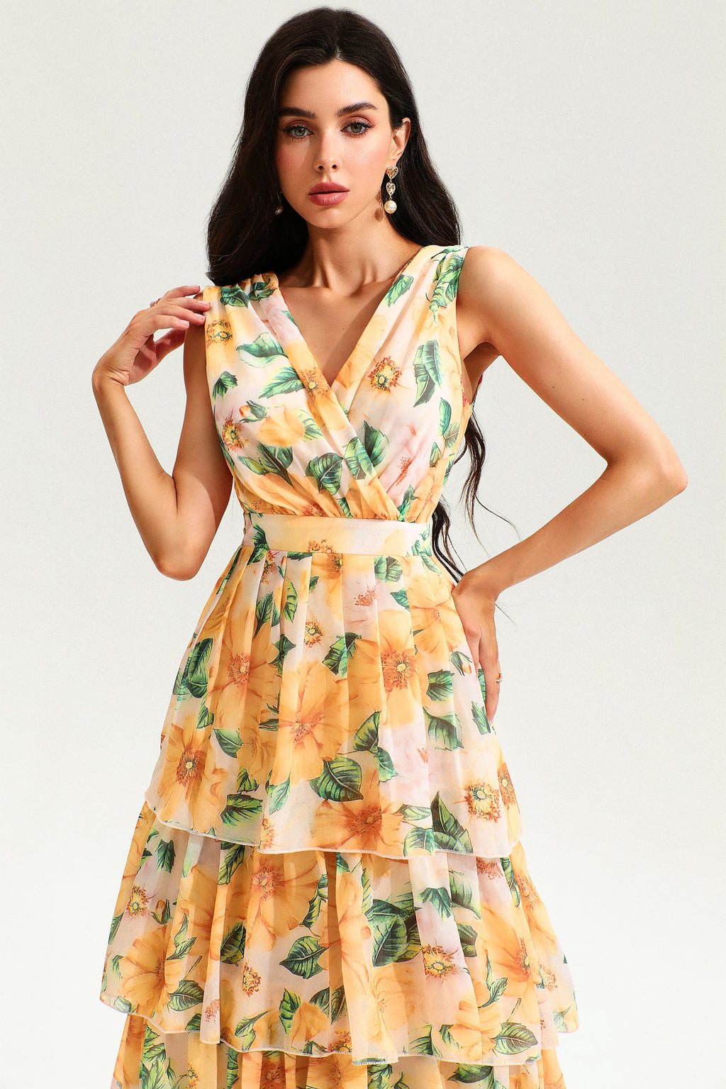 Backless Sleeveless Tiered Hem Maxi Dress