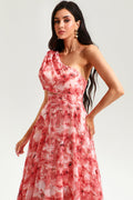One-shoulder Cut-out Slit Maxi Dress