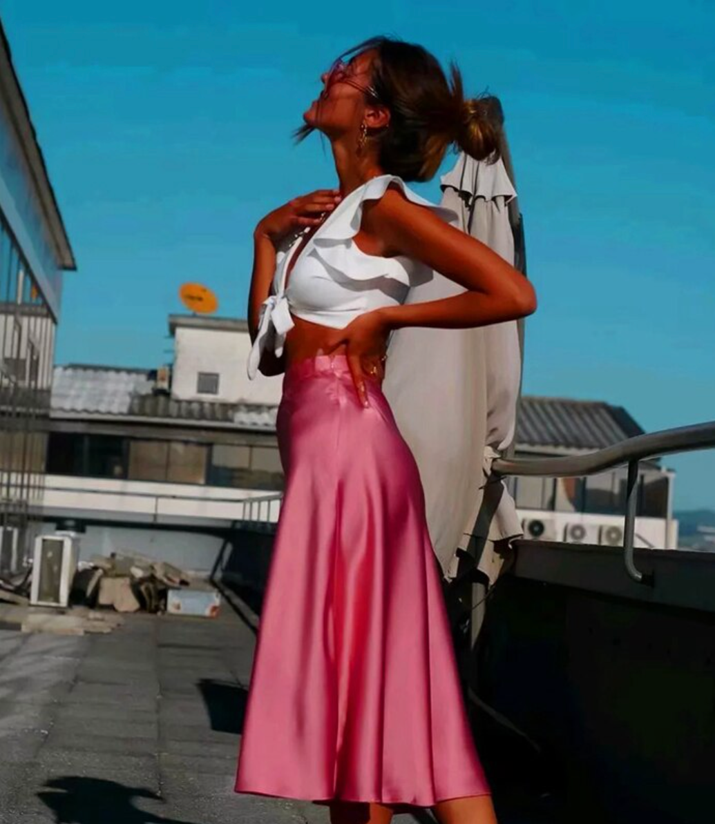 Satin Midi Skirt