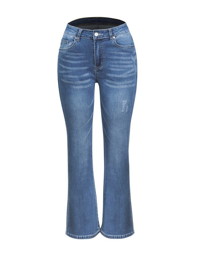 High Stretch Slim Denim Trousers Street Boot Cut Pants S-2xl Drop Shipping