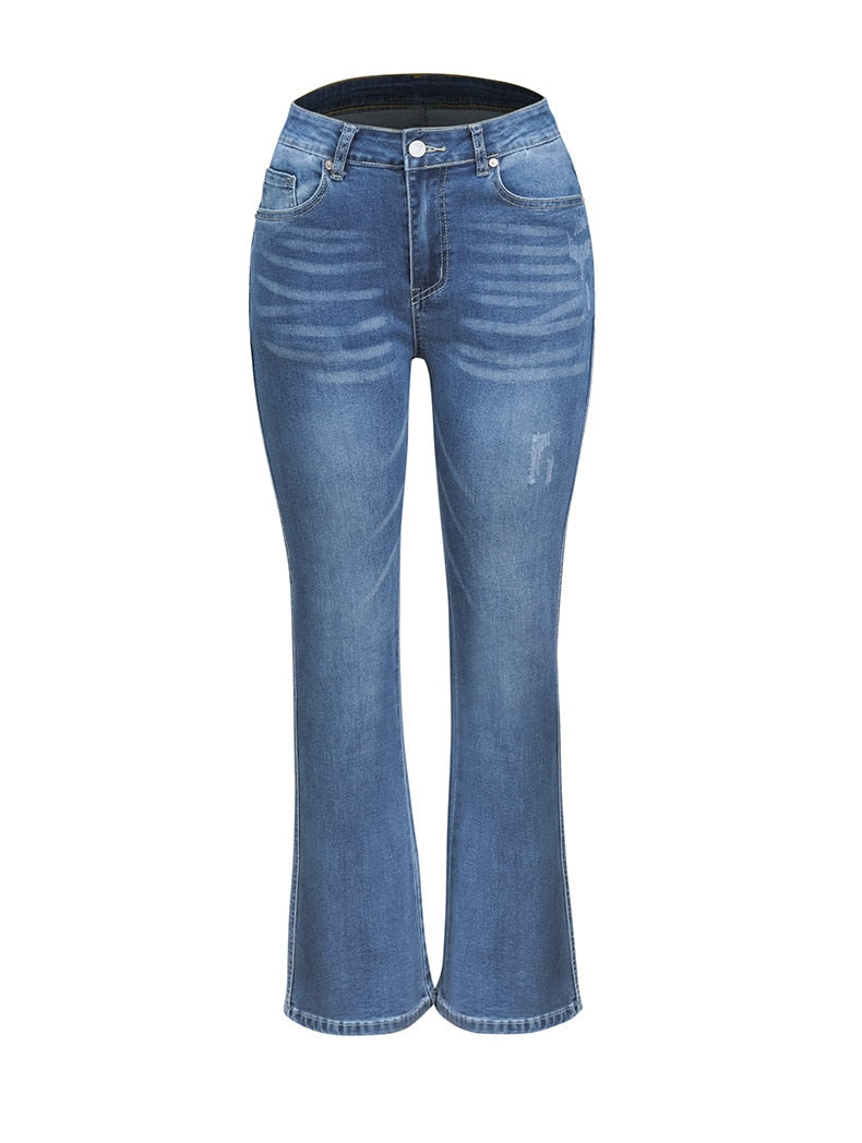 High Stretch Slim Denim Trousers Street Boot Cut Pants S-2xl Drop Shipping