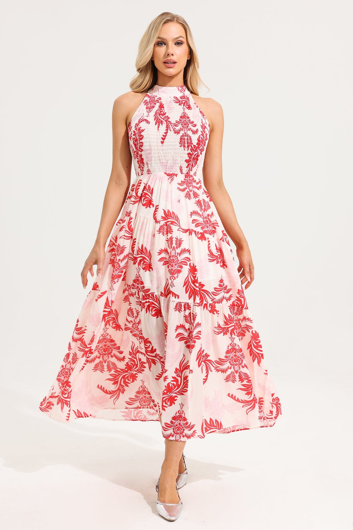 Stand Collar Sleeveless Maxi Dress