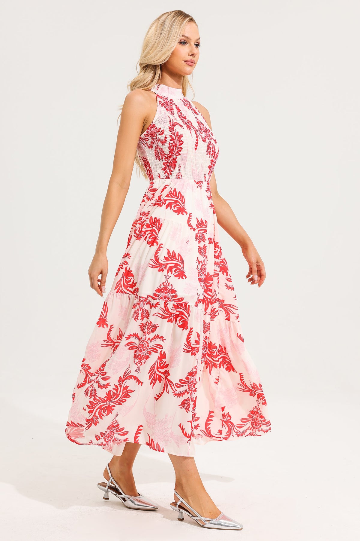 Stand Collar Sleeveless Maxi Dress