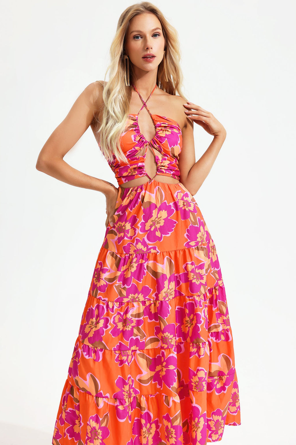 Halter Neck Cut-out Maxi Dress