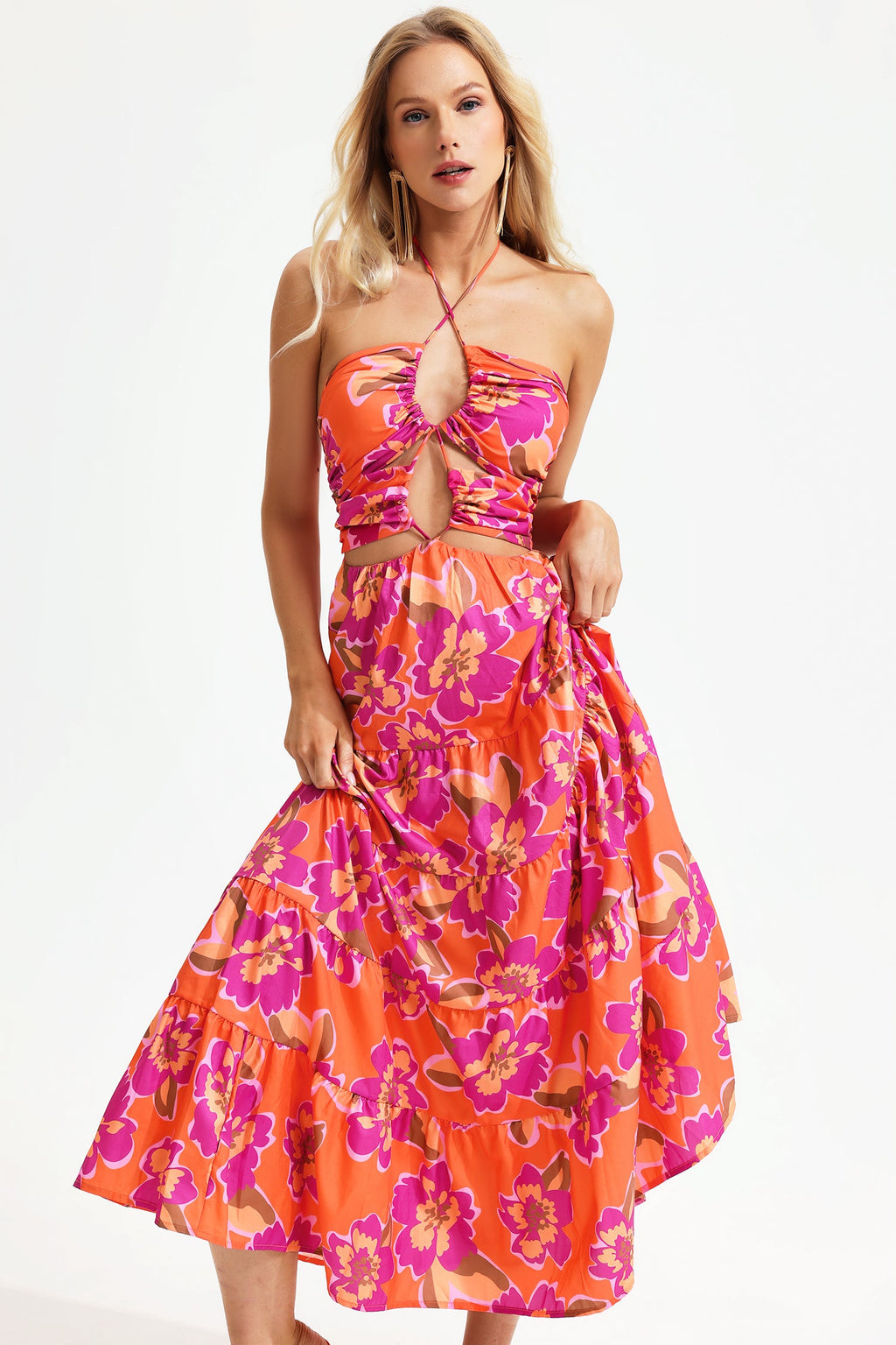 Halter Neck Cut-out Maxi Dress