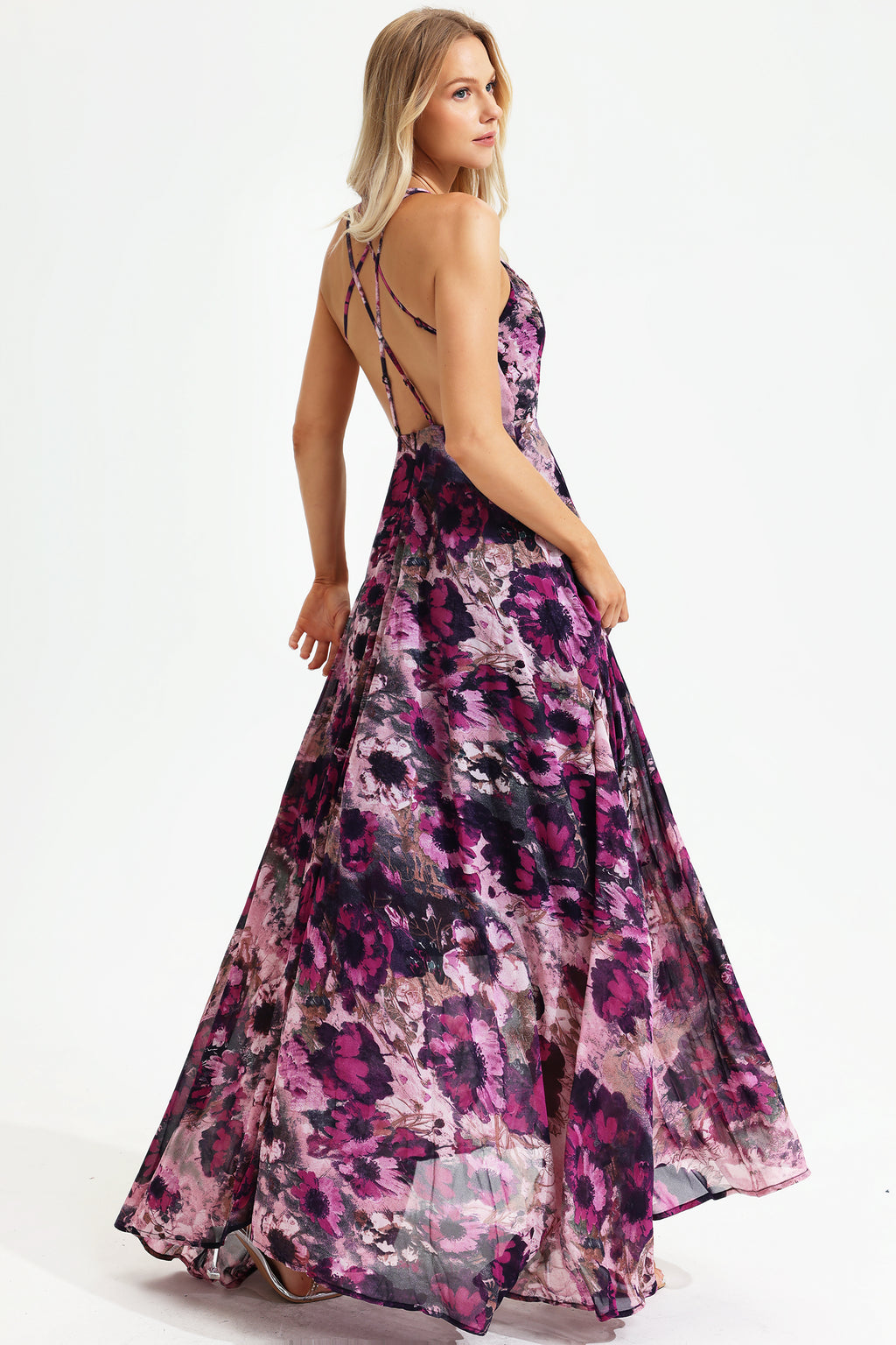 Cami V-neck Backless Maxi Dress