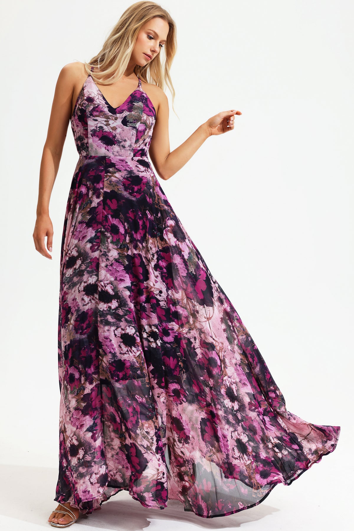 Cami V-neck Backless Maxi Dress
