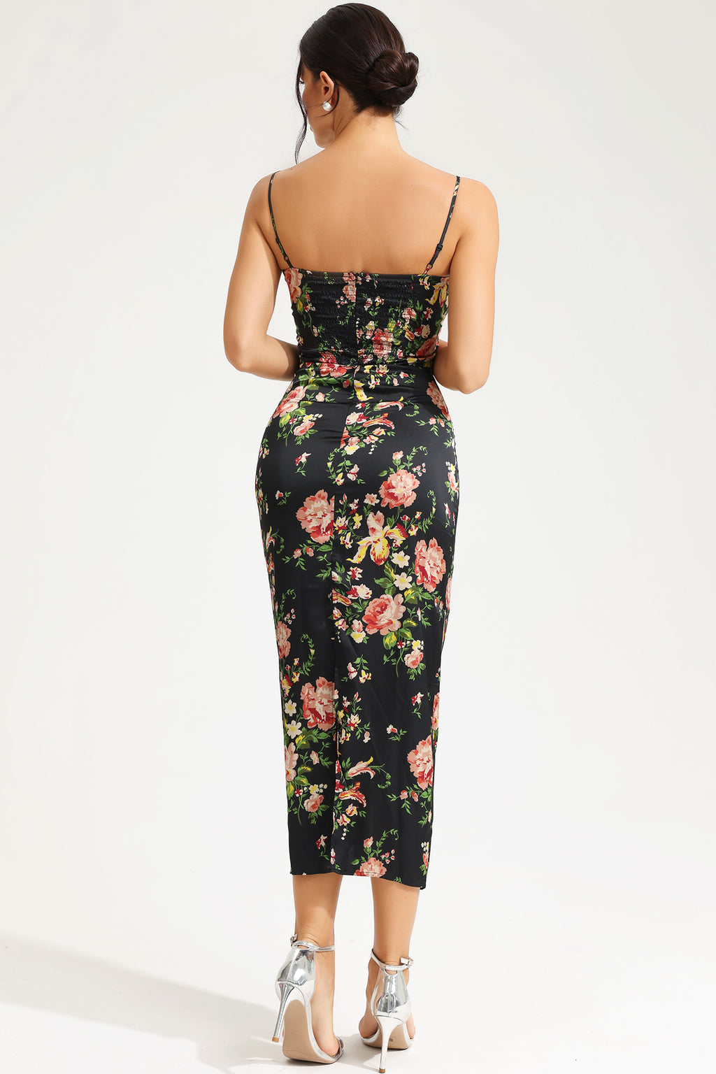 Lace Up Slit Cami Midi Dress
