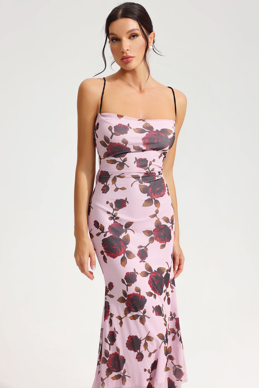 Lace Up Slim Cami Maxi Dress