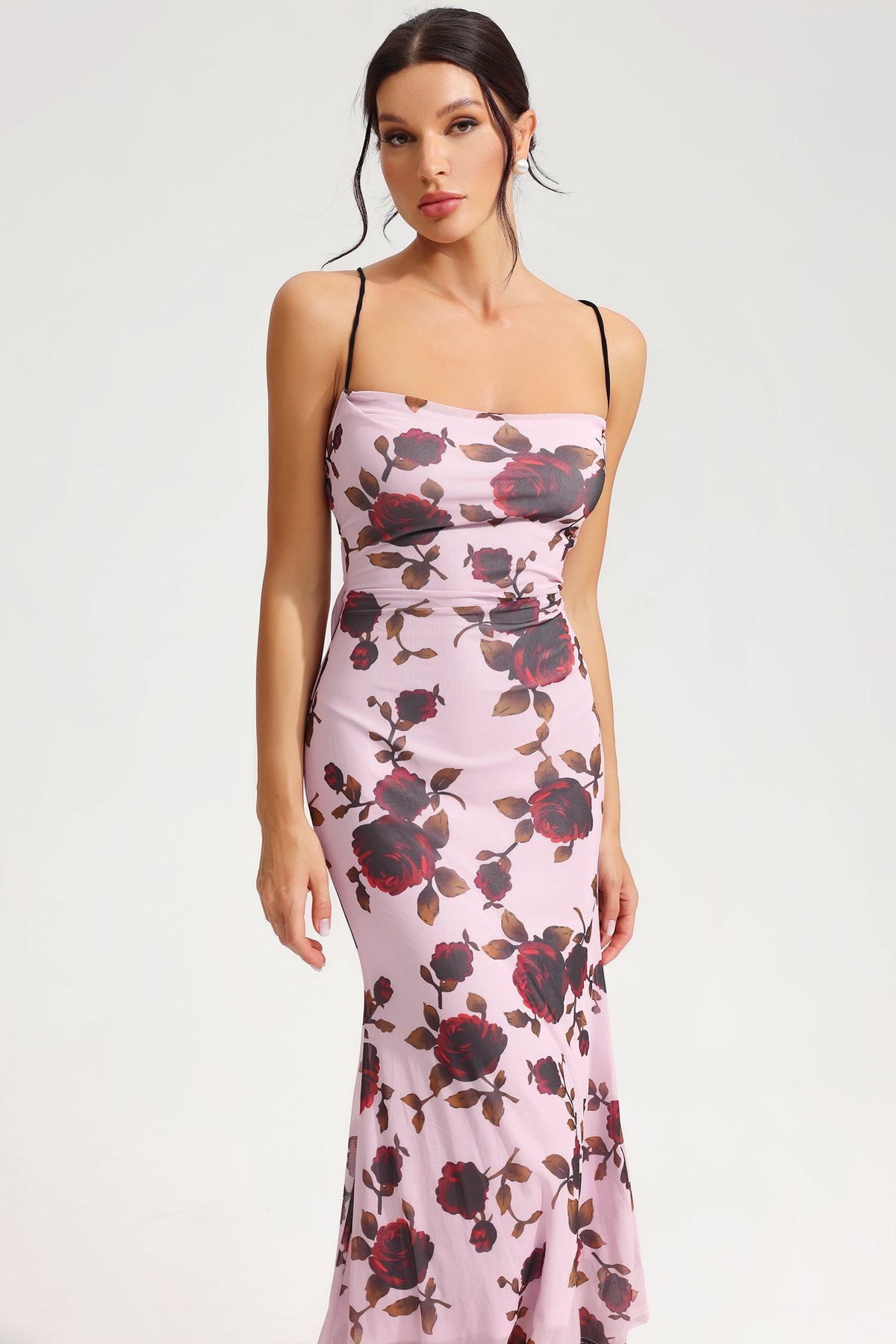 Lace Up Slim Cami Maxi Dress