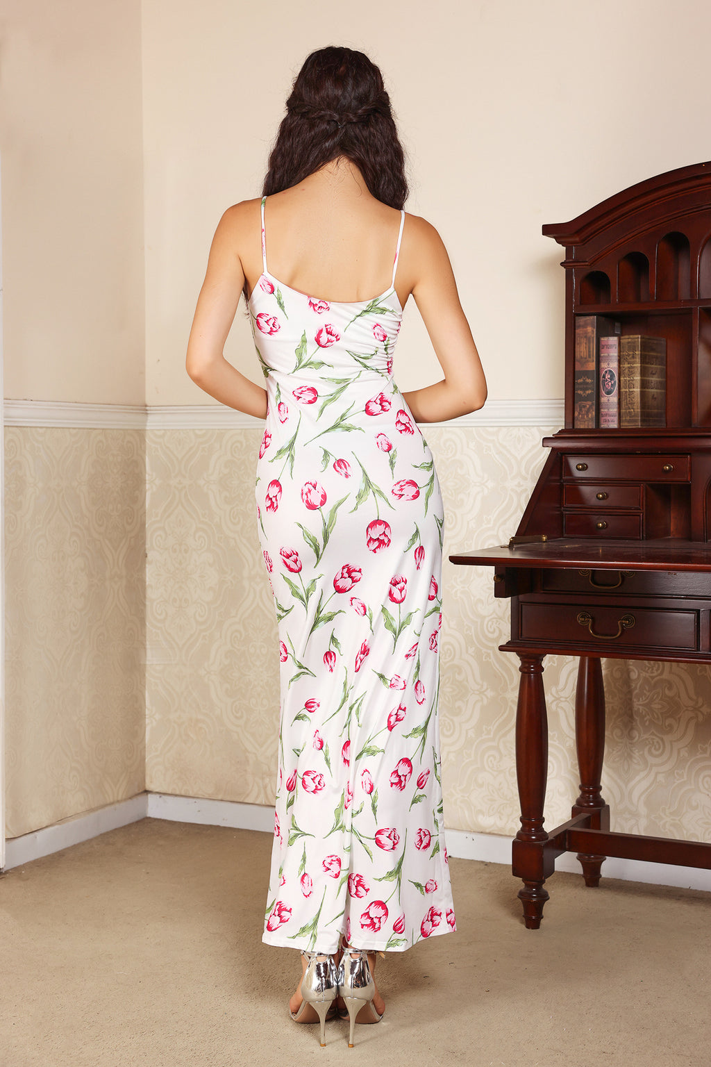 Cami Flower Slim Maxi Dress