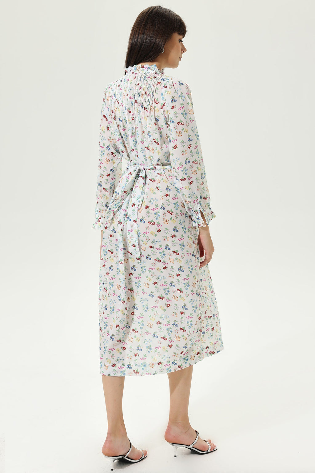 Long Sleeve Lace Up Midi Dress