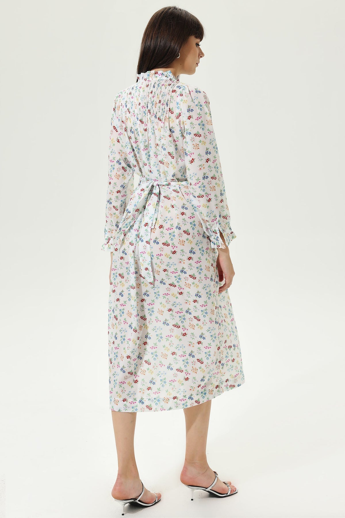 Long Sleeve Lace Up Midi Dress